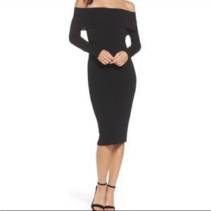NWT Eliza J Women's Bandage Off The Shoulder Midi Dress